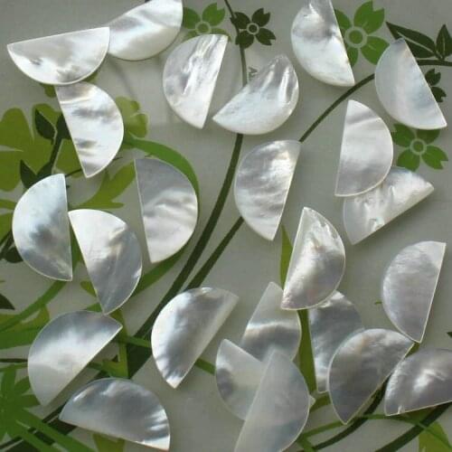 100pcs Nice Natural Mother Of Pearl Shell White/ Black Semicircle Shape MOP 21*11mm jewelry Accessories