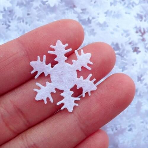 1000pcs Snowflake Felt Applique/Fabric White Snow Applique 25mm) Christmas Party Decoration Table Scatter Embellishment display