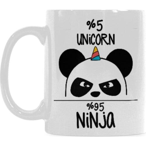 11 Ounce White Ceramic Cute Ninja Panda Funny Travel Coffee Mug