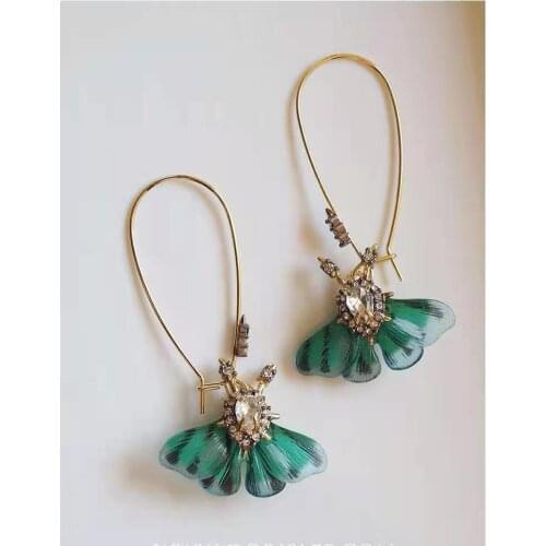 2021 Luxury Fashion Vintage Stone Womens Butterfly Drop Earring Jewelry For Party Wedding