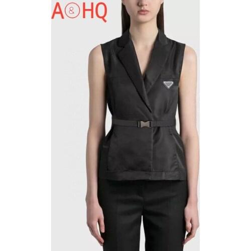 2021 Spring Summer High-end Luxury Brand New Design Letter Moto Biker Turndown Collar Corset Suit Vest Women‘s 33309
