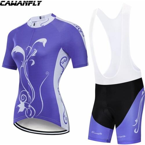 2022 Short Sleeve Purple Women Cycling Jersey Sets Quick-Dry MTB Breathable Mountian Bicycle Clothes Ciclista Feminine