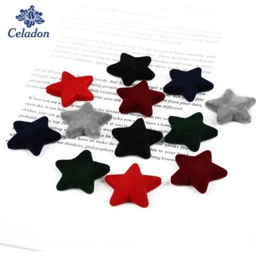New 30pcs/lot Velvet Covered Acrylic Ball Beads Five Pointed Star Charms Pendant for Earring Bracelet DIY Jewelry Decoration