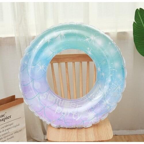 60-90CM Glitter Starry Sky Sparkling Swimming Ring Adults Men&Women Children Life Buoy Water Floating Tube Inflatable Pool Toys