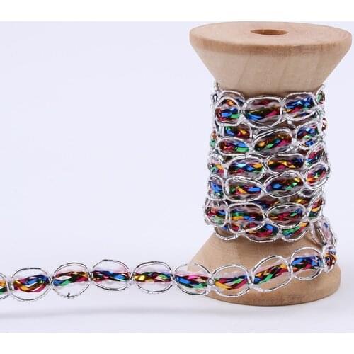 7mm 10yards Polyester Silver Lace Ribbon Garment Accessories Handmade Craft Material Diy cloth lace trims special lace supplier