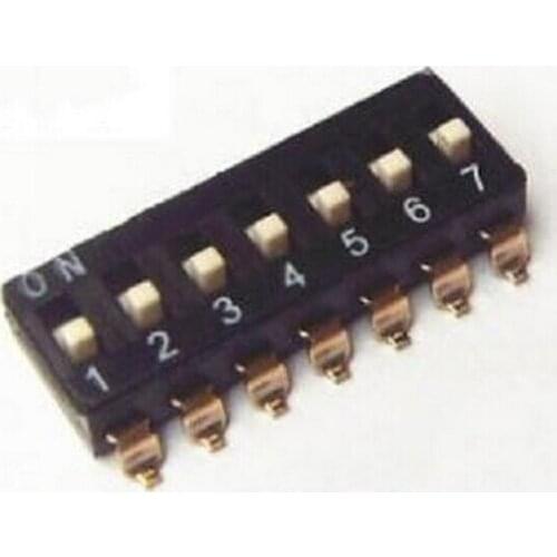 FREE SHIPPING 10PCSx China Quality KM-07 Black 7P SMT DIP Switch 2.54mm 7 Position IC Encoder Switch Slide Switch KM-07H