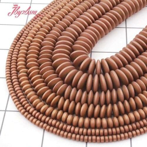 Natural Hematite Frost Brown Heishi 2x4/3x6/3x8mm Stone Beads Loose For Jewelry Making Women DIY Necklace Bracelet Strand 15"