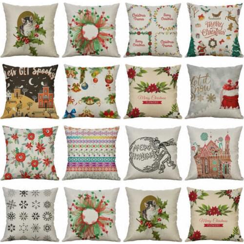 Cover Case Home Christmas Gifts 18\" Cushion Pillow Linen Decorative Cotton