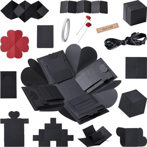 1 Set Black Creative Explosion Box Love Memory Multi-layer Surprise DIY Photo Album as Birthday Anniversary Gifts