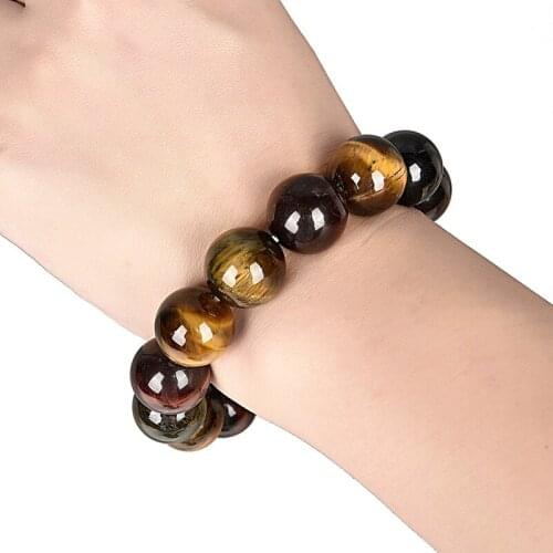 Black with gold Mixture round transparent Synthesis pearl and colorful mixture Tiger eyes stone gem bracelet, can be holiday