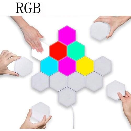 RGB LED Touch Light Creative Night Light Hexagonal Quantum Honeycomb Lamp Bedroom Living Room Quantum Lamp RGB Led Wall Light