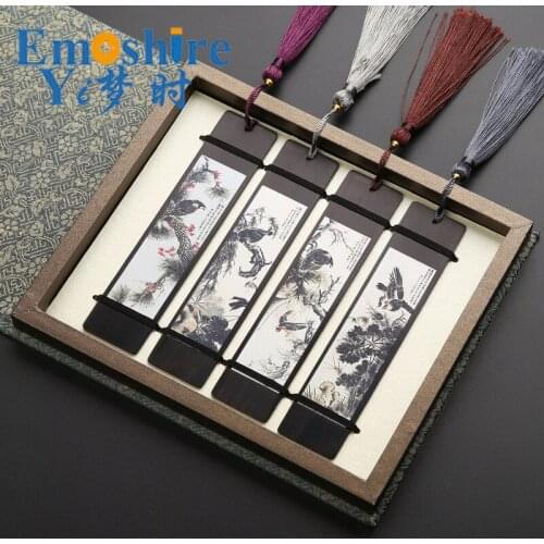 Classical Bookmarks Mahogany Retro Creative Gift Black Sandalwood Painted Bookmarks Gifts Lettering Customization M070