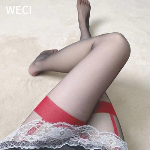 WECI Open Crotchless Pantyhose Sexy Erotic Suspenders Stay Up Stockings Compression Unbreakable Tights For Women Nylons Leggings