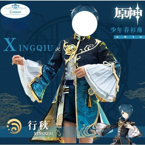 Anime Genshin Impact XingQiu Cosplay Costume Ver. Battle Game Suit Uniform XING QIU Halloween Costumes Women 2021 New