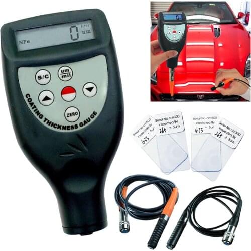 Paint Coating Thickness Meter Handheld Digital Gauge 0-1250um/0-50mil Range with Ferrous F & Non Ferrous NF Seperate Probes