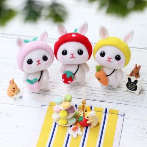 Creative Lovely Rabbit Doll Wool Felt Craft DIY Unfinished Poked Set Handcraft