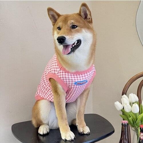 Summer Pet Dog Tshirt Cute Korea Style Candy Plaid Dog Vest Frenchie Dog Clothes Cool Corgi Yorkie Costumes Sweet Dog Clothing