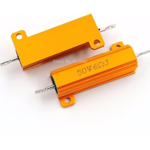 RX24 50W 6R 6RJ Metal Aluminum Case High Power Resistor Golden Metal Shell Case Heatsink Resistance Resistor 6 ohm 50w