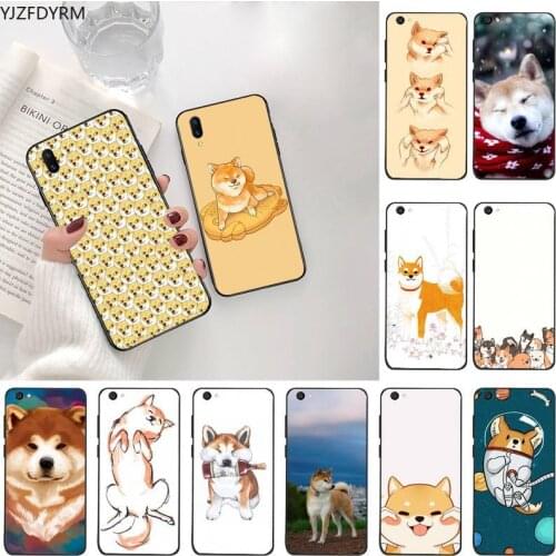 Cute Dog Akita Painted Black Cell Phone Case For Vivo Y91c Y17 Y51 Y67 Y55 Y7s Y81S Y19 V17 vivos5