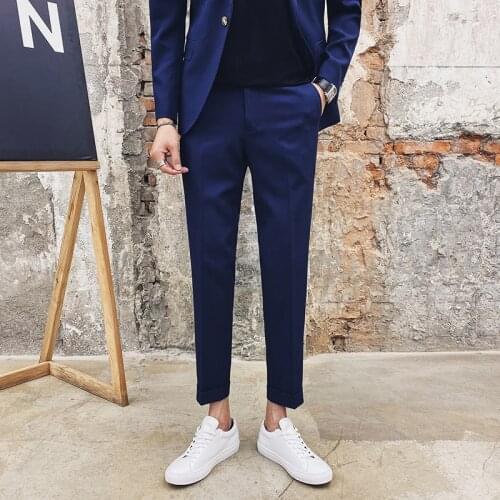 Dress Pant mens High Quality Business trousers dress pants man Slim fit Ankle Length Pantalon Classic Suit Trousers