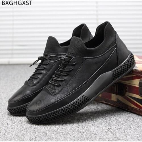 Black Leather Casual Shoes Mens Shoes Casual Men Sneakers Luxury Brand Running Shoes for Man 2021 Designer Sapatos High Quality