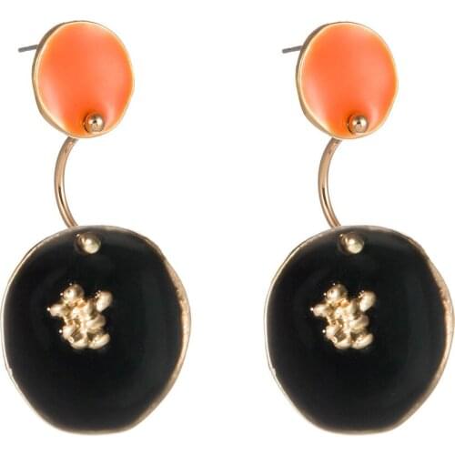 New Cute Vintage Colorful Painted Lacquer Round Earrings Women Fashion Lovely Dangle Earrings Boucle d'oreille Brincos Jewelry