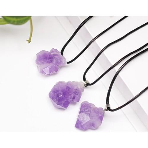 Natural Amethyst Pendant Crystal Mineral Specimen Convalesce Brazilian Amethyst Random Shaped Jewelry Gift For Men And Women