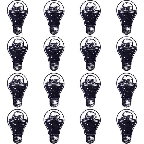 Prajna 10 PCS Wholesale Punk Skull Stripes Embroidered Patches For Clothing Stickers Iron On Patches On Clothes Bulb Badges DIY