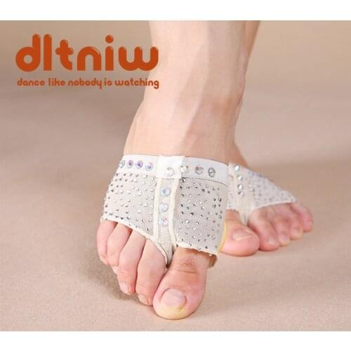 Professional Belly Ballet Dance Foot Thong ToePad Practice Shoes Metatarsal Forefoot Half Lyrical Protection Rhinestone Footwear
