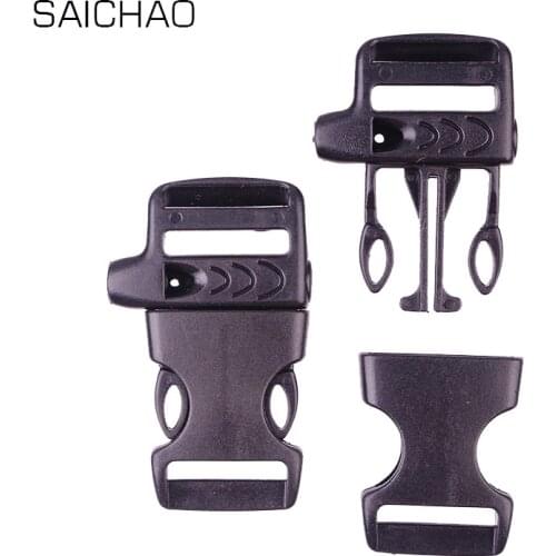 20pcs Paracord Whistle Buckle 2cm Black Outdoor Survival Paracord Bracelet Buckle