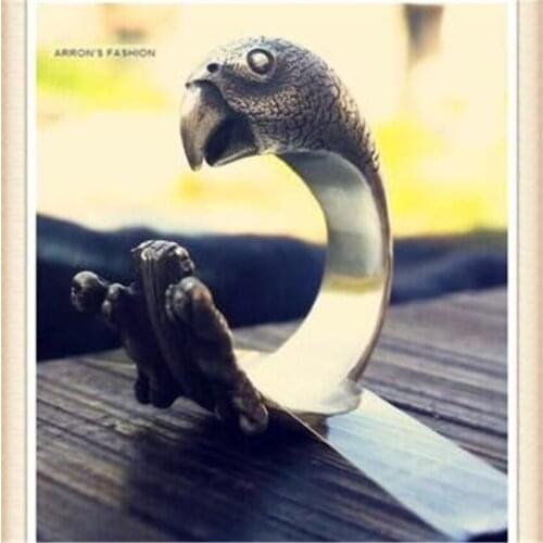 Handmade adjustable Romantic Vintage Free Size Retro hippie Parrot bird Ring cageling bird Ring jewelry