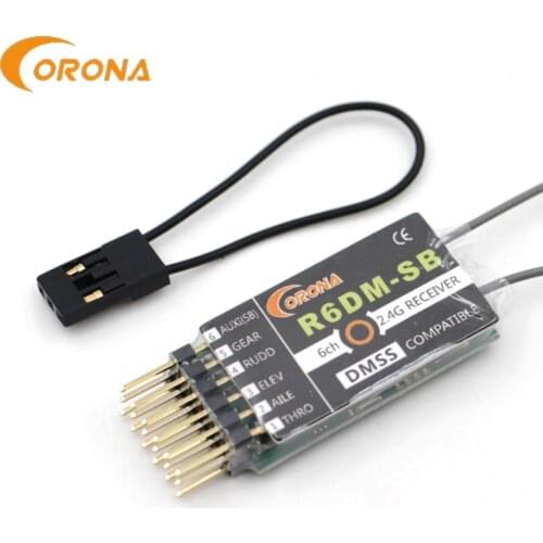 CORONA R6DM-SB 2.4GHZ DMSS 6CH Compatible Receiver Used for JR DMSS transmitters, such as XG6 XG7 XG8 XG11 XG14