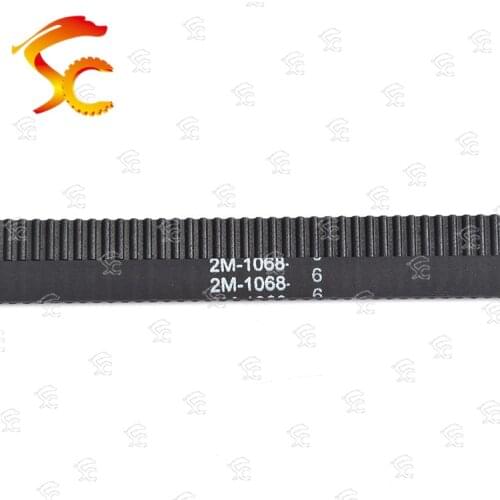 2pcs 2GT-1068-6/10mm belt closed loop rubber 2GT-1068-6/10mm timing belt Teeth 534 Length 1068mm width 10/6mm for 3D printer