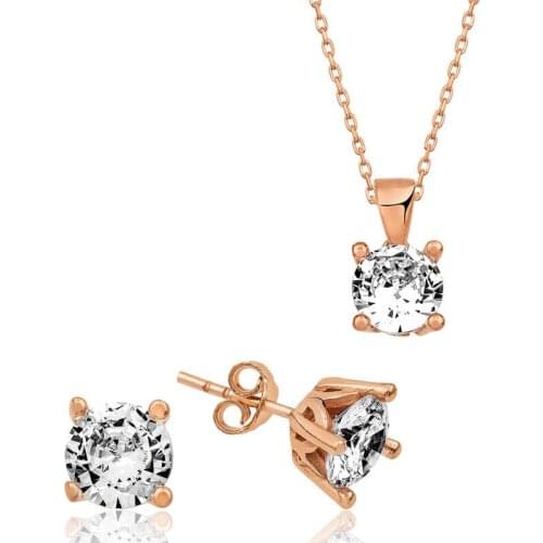 Silverlina Silver Rose Single Stone Set with Dual