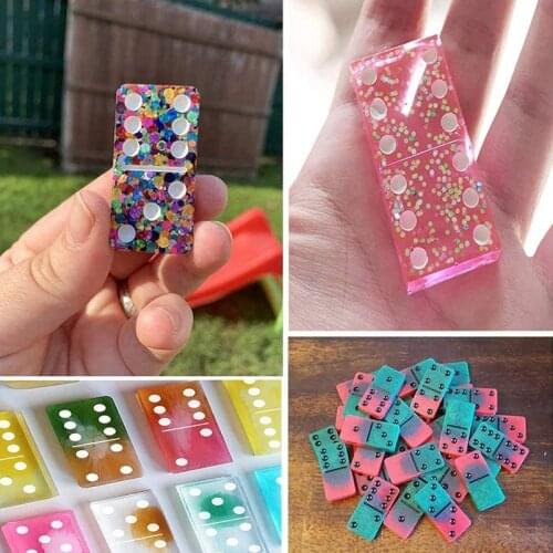 Dominoes Crystal Epoxy Resin Mold Jewelry Making Silicone Mold Chocolate Hanging Tags DIY Dominoes Mold Kitchen Accessories