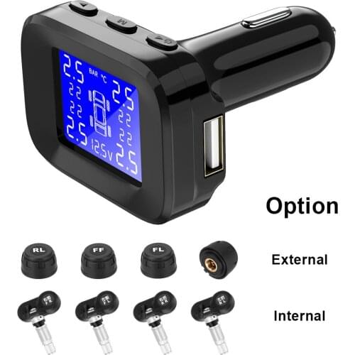 Tire Pressure Monitoring System Tyre Pressure Sensor Car Auto Security Alarm Systems Cigarette Lighter USB Port