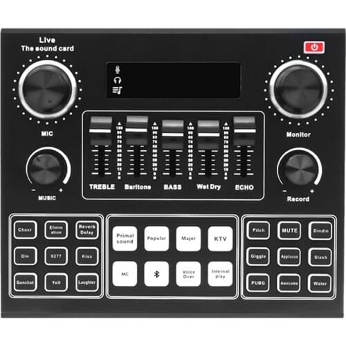 AU42 -V9 Sound Card Mixer with Effector and Voice Changer 12 Kinds of Electronic Sounds 4 Kinds of Changing Sounds