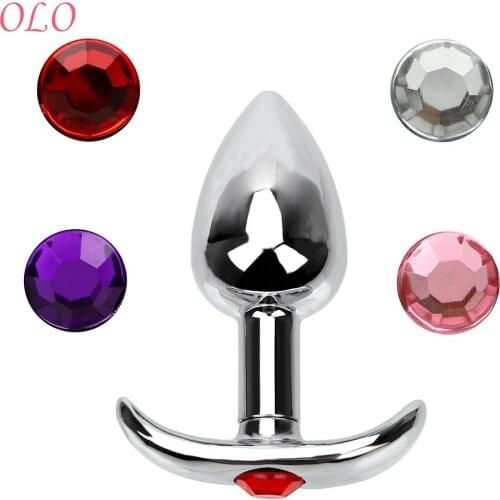 OLO Crystal Jewelry Butt Plug Metal Anal Plug Stainless Steel Sex Toys for Women Men Prostate Massager Butt Stimulation