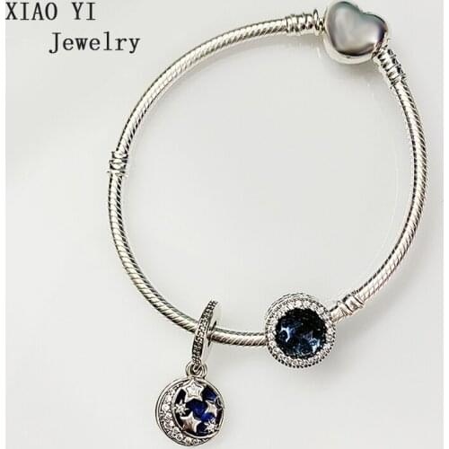 XIAOYI jewelry 100% S925 11 Christmas winter 2019 Blue retro night sky fairy tale wish gem diy bracelet gift female