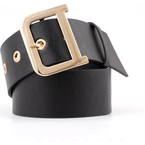 Designer Rock Punk Ladies Wide Black Red Grommet Leather Belt Female D Ring Buckle Waistband Belts for Women Dress Coat YS120