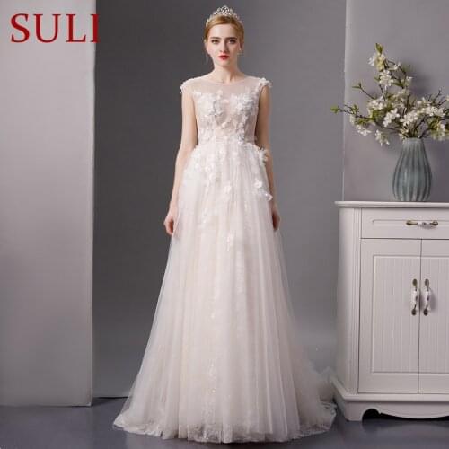 SL-6076 Sexy beads embroidery lace flower backless bridal wedding dress beach wedding gowns 2019