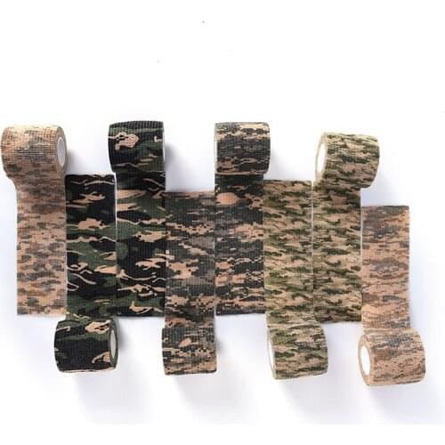 2 Rolls 4.5M Military Camouflage Tape Adhesive Plaster Camping Hunting Stretch Bandage