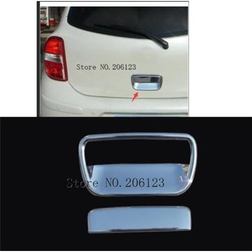 For Nissan March 2011 2012 2013 2014 2015 2016 2017 Car Cover Trim ABS Chrome Trunk Handle Rear Back Bowl Cover Part Hoods 2pcs