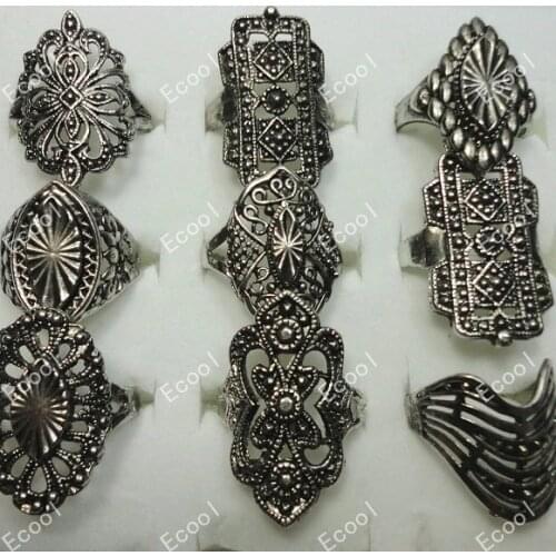 200Pcs Women Vintage Antique Silver Plated Rings Whole Fashion Jewelry Bulk Lots Free Shipping RL084