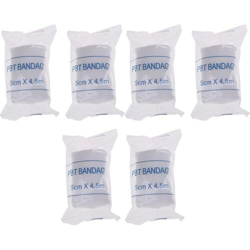 6 rolls/lot 5cmx4.5m PBT Elastic Bandage First Aid Kit Gauze roll Wound Dressing Medical Nursing Emergency Care Bandage