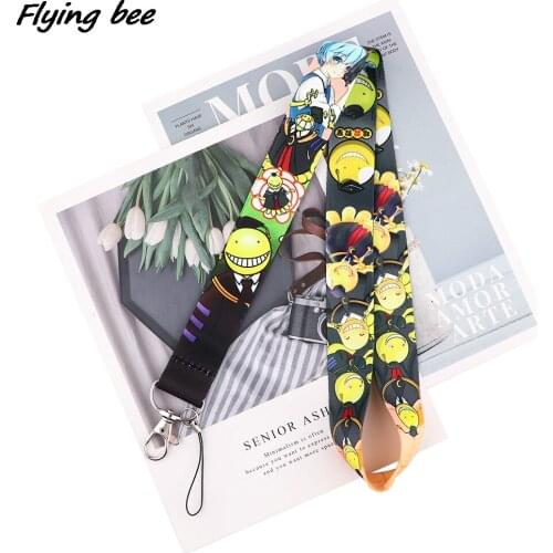 Flyingbee Cartoon Assassination Classroom Lanyards ID Badge Holder ID Card Pass Phone Straps Badge Key Holder Keychain X1896