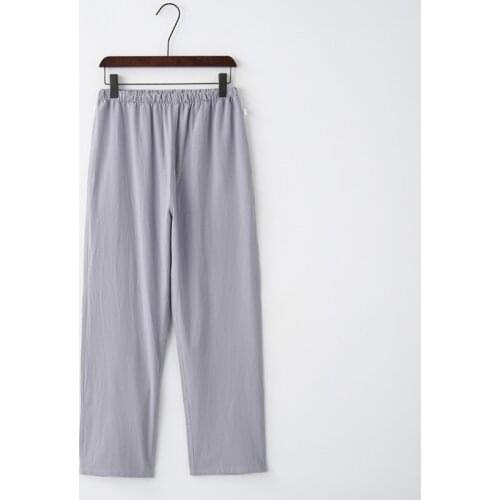 Cotton linen trousers mens casual pants elastic waist Tang suit pants spring autumn Chinese style loose Tai Chi pants Kung Fu