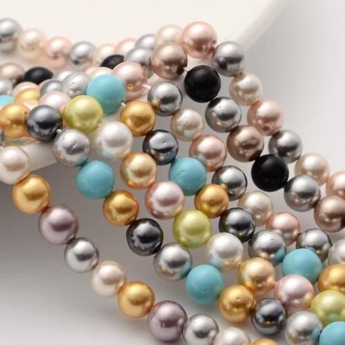 6 Strand Mix Color Round Shell Pearl Beads 6/8mm for jewelry making DIY Bracelet Necklace Accessories Decor