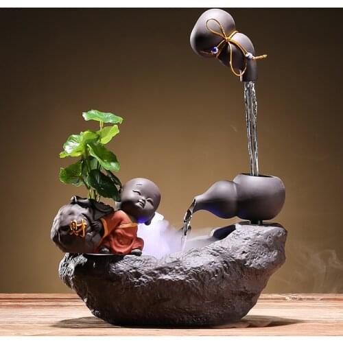 Floating Water Home Office Desk Surface Panel Ornament Lucky New Chinese Landscape Entrance Decorative Fountain Small Ornaments