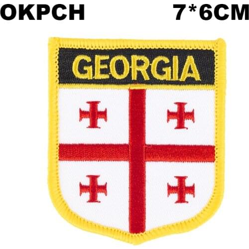 Georgia Shield Shape Iron-on Flag Patch Embroidered Saw on Badges Patches for Clothing PT0069-S